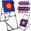 Axe Throwing Game for Backyard, Axe Throwing Target Set Games with 6 Throwing Axes & 6 Dart Bristle Target, Outdoor Indoor Yard Game for Youth Kids Activity Carnival Games for Age 6-13