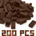 200 Pieces Classic Building Brick 2x4, Creative Building Toy DIY, Suitable for Boys Girls and Teenagers Aged 6+, Compatible with Lego 3001 Bulk Block Set (Brown)
