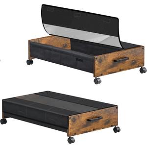Under Bed Storage with Wheels, Under Bed Storage Containers, UnderBed Drawers with Metal Frame, for Clothes Shoes Blanket (Normal Size, Rustic Brown)
