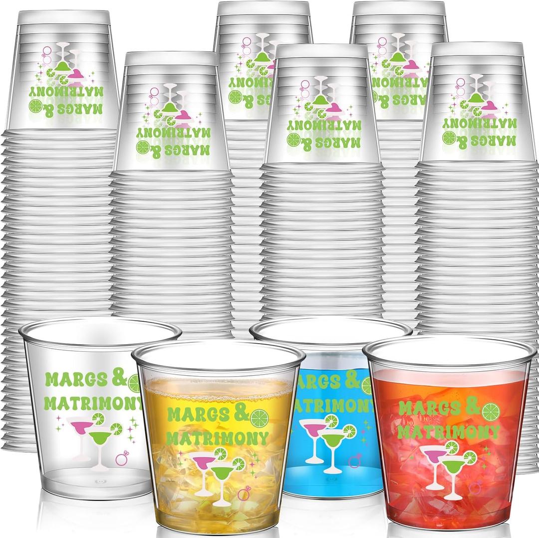 Roshtia 50 Pcs Margs and Matrimony Shot Glasses Bachelorette Party Decoration 2. 87oz Disposable Margarita Plastic Cups for Adult Mexican Wedding Bridal Shower Margarita Bar Party Favor Supplies