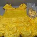 JerrisApparel Princess Dress Off Shoulder Layered Costume for Little Girl (8 Years, Yellow With Accessories)