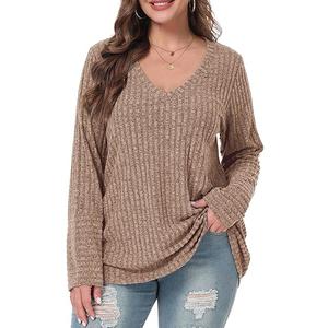 BELAROI Plus Size Long Sleeve Tops for Women Casual Shirts V Neck Tunic Sweaters Pullover Lightweight, XL