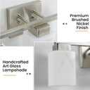 4-Light Square Bathroom Light Fixture, Brushed Nickel Modern Vanity Light with White Marble Glass Shade, for Bathroom Mirror, Living Room, Bedroom, Hallway, E26 Base