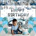 59 Pcs Race Car Birthday Party Supplies, Watercolor Race Car Themed Party Decoration Vintage Race Car Backdrop Balloons Cake Cupcake Topper for Racing Car Themed Party Decor