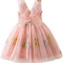 Nileafes Toddler Girl Fairy Butterfly Tulle Dress Sequins Birthday Princess Casual Holiday Dresses (1-2T, 150-pink)