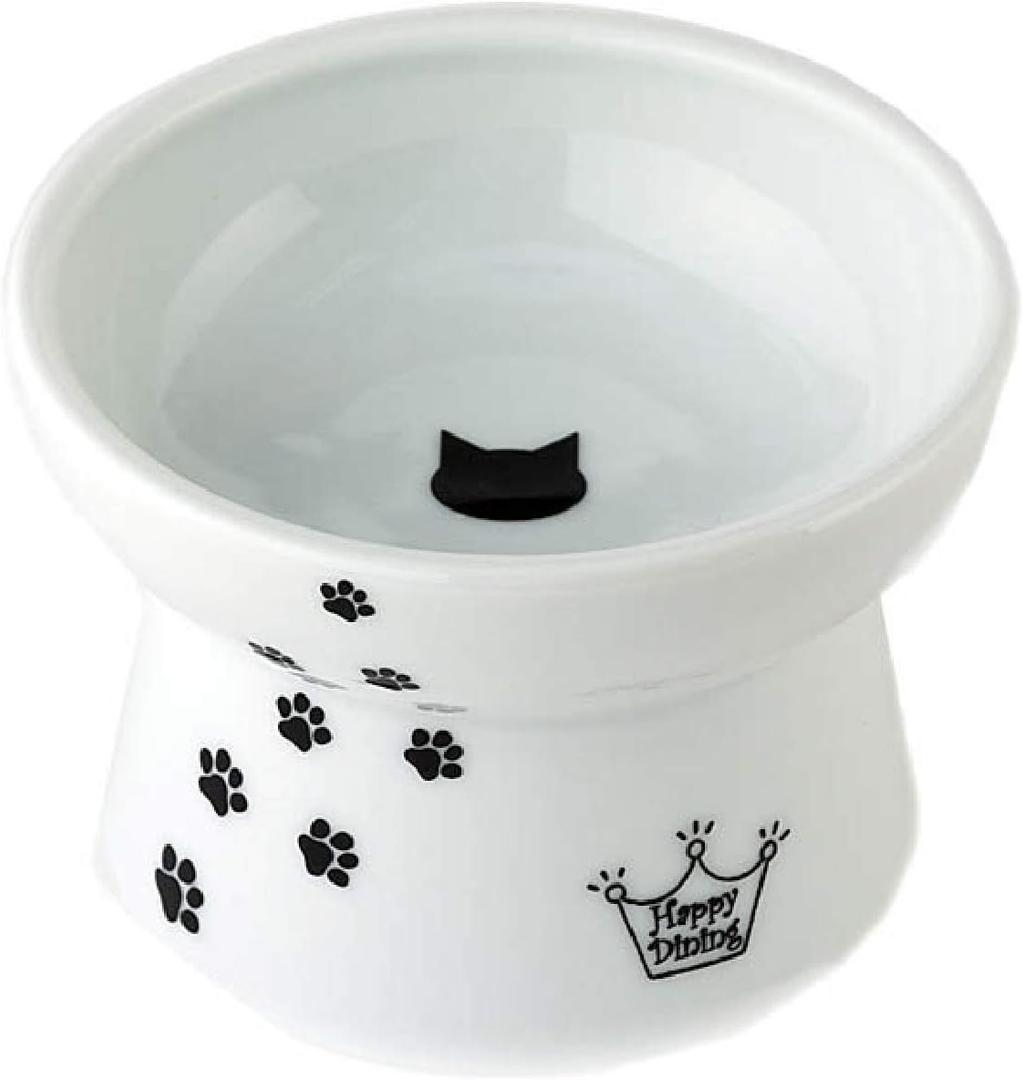 Necoichi Raised Stress Free Cat Food Bowl, Elevated, Backflow Prevention, Dishwasher and Microwave Safe, No.1 Seller in Japan! (Cat, Regular) (White)