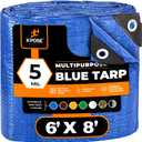 Better Blue Poly Tarp 6' x 8' - Multipurpose Protective Cover - Lightweight, Durable, Waterproof, Weather Proof - 5 Mil Thick Polyethylene - by Xpose Safety