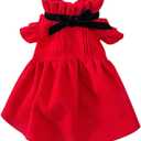 Red Corduroy Dog Dress Sweater for Small Dogs Girl Set Dog Winter Dress Puppy Clothes Christmas Size S