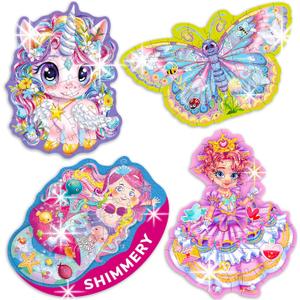 QUOKKA Shimmery Puzzles for Kids Ages 4-6  48 Piece Shaped Jigsaw Puzzles for Toddlers 3-5  4-Pack Princess, Mermaid, Butterfly & Unicorn Children's Game Ages 4-8  Unique Gift Toy for Preschoolers