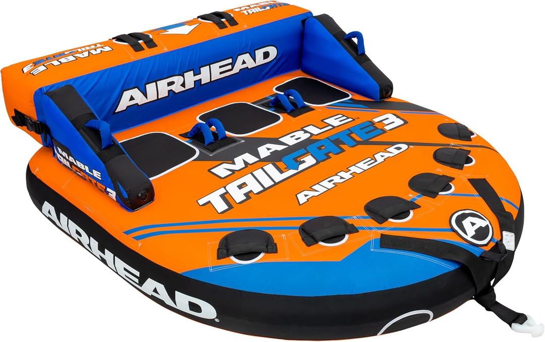 Airhead Mable Towable Tube for Boating, 1-4 Rider Inflatable Boat Tube for Water Tubing, Heavy Duty Full Nylon Cover, EVA Foam Pads, Dual Tow Point, Patented Speed Safety Valve, 3 Person