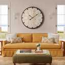Vantic Farmhouse 30 Inch Extra Large Decorative Wall Clock with Metal Circle, Oversized Wood Wall Clock with Large Roman Numeral for Living Room, Bedrooms and Offices, Silent and Battery Operated