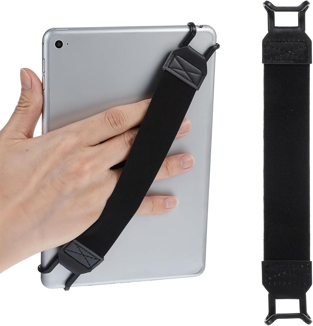 Ptwola Hand Strap Holder Universal Tablet Secure Grip Holder High Elasticity Finger Handle Bands Accessories Versatile Lightweight Bundle Strap Stretchable to 8.27-14.96 inches for Readers (Black)