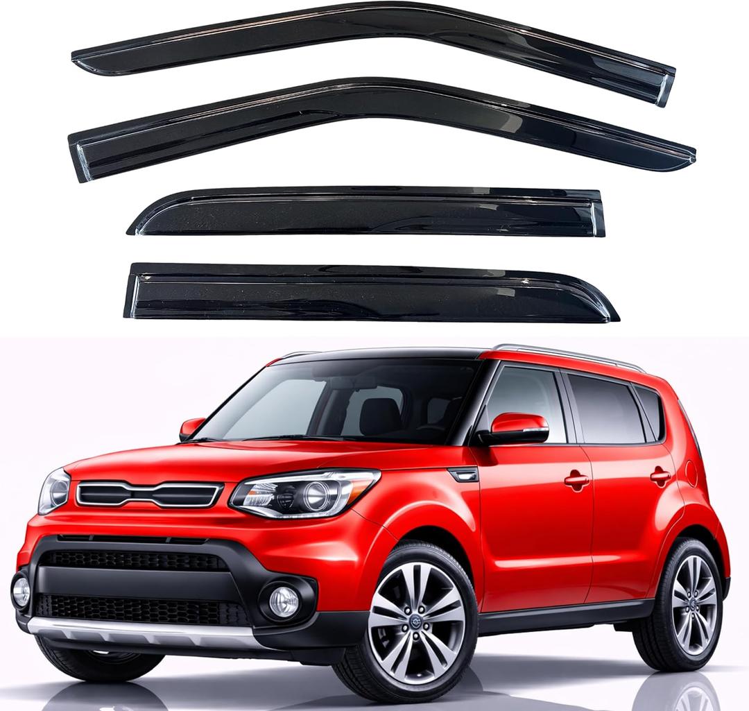 KPY Rain Guards Fit for 2014-2019 Kia Soul, Out-Channel Window Visors Vent Wind Deflectors 4PC, Car Accessories for 14-19 Soul