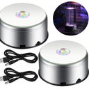 Mudder 7 LED Rotating Display Stand Light Colorful Crystal Base Cup Turner Platform 360 Degree Display Spinner with USB Cable for Tumbler Cup Crystal Glass Jewelry Art Craft Gift (1 Piece)