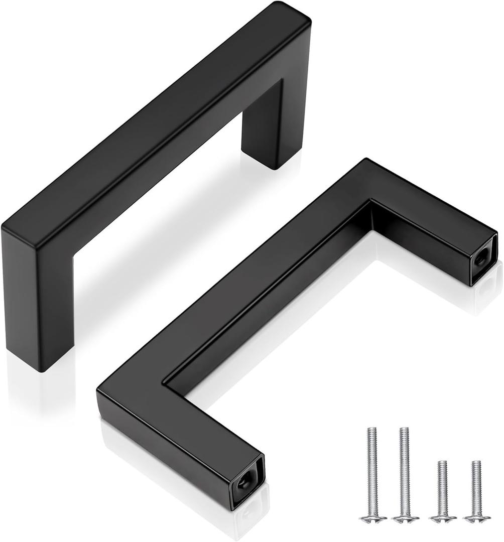 90mm (3-1/2") Center to Center Matte Black Stainless Steel Cabinet Handles 20 Pack - Kitchen Drawer Pulls & Dresser Knobs, Durable Cabinet Hardware 90mm (3-1/2") Center to Center Matte Black Stainless Steel Cabinet Handles 20 Pack - Kitchen Drawer Pulls & Dresser Knobs, Durable Cabinet Hardware