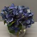 Hollyone Blue Hydrangea Fall Flowers Artificial for Decoration with Glass Vase Autumn Silk Faux Flower Arrangements with Fake Water Table Centerpiece Vase with Flowers Fall Decorations for Home