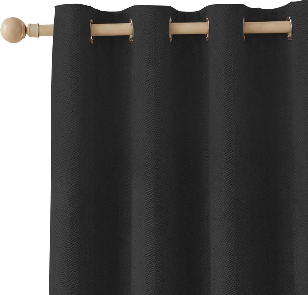 Blackout Curtains for Bedroom 96 inch Curtains,2 Panels,Black | Cutains for Bedroom,Thermal Insulated Grommet Window Drapes,Waterproof Blackout Curtains for Living Room,52 x 96 in,2 Panels