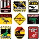 Blulu 9 Pcs Dinosaur Birthday Decoration Jurassic Paper Signs Jurassic Theme Decor Party Favors Beware of Dinosaur Crossing Sign Wall Poster for Kids Birthday Halloween Props