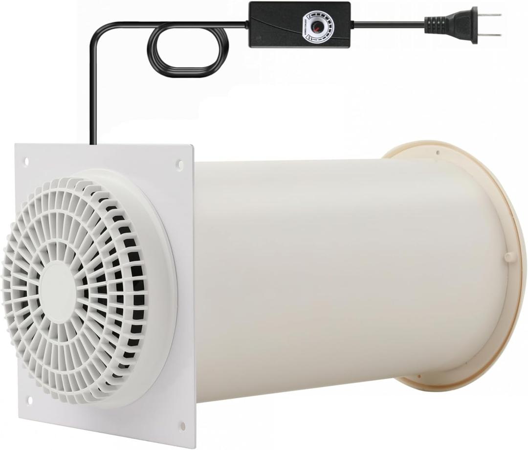 Through-the-Wall Ventilation Fan Exhaust Fan White Cover 6-inch Diameter Vent with 11.8 inch Length 180 CFM