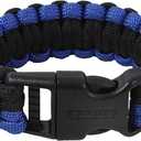3 Mover Mens Rope Bracelet - Stainless Steel Black&Silver Shackle, Extremely Durable and Scratch Resistant Waterproof Paracord, Handmade, Nautical Wristband for Men And 1 PARACORD BRACELET - ROYAL BLUE / BLACK 9"