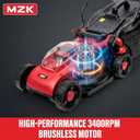 MZK 20V 13" Electric Lawn Mower, Brushless Cordless Lawn Mower with 4-Position Height Adjustment, Walk-Behind Push Mowers with 8 Gallon Grass Bag, 2 x 4.0Ah Batteries & Charger Included