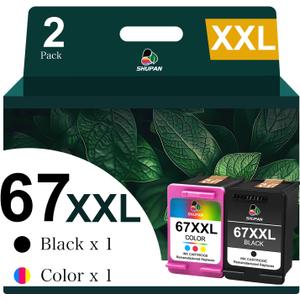 67XXL Ink Cartridges Combo Pack Replacement for HP 67 XL 67 Ink Work for Envy 6000 6055 6055e 6400e 6455e 6458e Envy Pro 6455 6458 (1 Black, 1 Color)