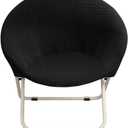 Hoomall Round Saucer Chair Cover Slipcover Only, Stretch Jacquard Moon Chair Slipcovers for Adults Saucer Chair, Removable Spandex Fabric Soft Chair Covers (Black) (A-black)