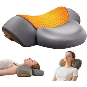 LLCHGBF 3-in-1 Neck Massager Pillow with Heat, Vibration & Airbag Traction, Ergonomic Memory Foam Cervical Support Pillow for Neck & Shoulder Comfort(Used plugged in, Without Battery)