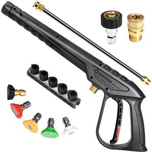 Pressure Washer Gun 3600 PSI with Extension Wand, Nozzle Holder & 5 Spray Tips, M22-14mm Fitting, Replacement for Ryobi, Karcher, Honda, Greenworks, Briggs & Stratton, Gas Power Washer