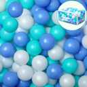 Vanland Ball Pit Balls for Baby and Toddler Phthalate Free BPA Free Crush Proof Plastic - Multicolored Pit Balls in Reusable Play Toys for Kids with Storage Bag (Blue+white+cyan)