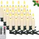 FPOO 20 PCS Christmas Tree Candles Lights Flickering,Clip on Candle Battery Operated Taper Candle Stick with Timer,Mini Flameless Candles for Wreath Candelabra Waterproof Outdoor