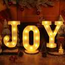 Christmas indoor Decorations,3 LED Marquee Light Up Joy Sign Letters String Lights,Battery Operated Christmas Decorations for Fireplace Mantle Home Bedroom Bar Party Wall Xmas Decor,White