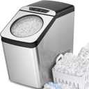 WIE Nugget Ice Maker Countertop, 44 lbs in 24 Hours, Pellet Ice Maker Machine with Self-Cleaning, 0.75 Gallon Tank & Scoop Water Line, Crushed Pebble Ice Makers for Home/Office/Bar/Party, Silver