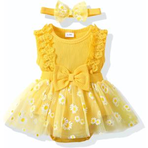 Renotemy Newborn Baby Girl Lace Romper Infant Summer Boho Flower Tulle Dress Party Gifts Newborn Photography Outfits (Yellow) Renotemy Newborn Baby Girl Lace Romper Infant Summer Boho Flower Tulle Dress Party Gifts Newborn Photography Outfits (Yellow)