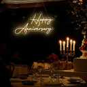 23x13 Inch Happy Anniversary Neon Sign Large USB Dimmable, Happy Anniversary Neon Light for Wall Decor, Banner Led Neon Signs for Wedding Birthday Anniversary Party, Warm White