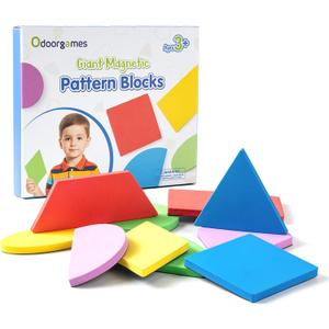 Odoorgames Large Shape Magnets - Magnetic Pattern Blocks- Magnetic Shapes for Whiteboard & Math Manipulatives
