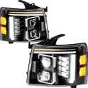 Z-OFFROAD New LED Headlights Assembly Compatible with 2007-2013 Chevy Silverado 1500 2007-2014 Silverado 2500HD 3500 HD, DOT Approved Sequential Turn Signal Hi/Low Sealed Beam Bulb
