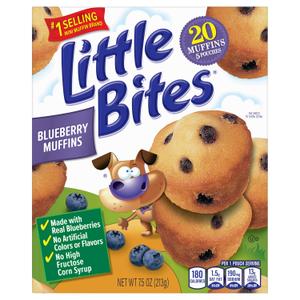6 x Little Bites Blueberry Muffins, 5 individual packs, (1.5 oz each), Real Blueberries Mini Muffins, 7.5 oz Multipack (EXP 07/12/26)