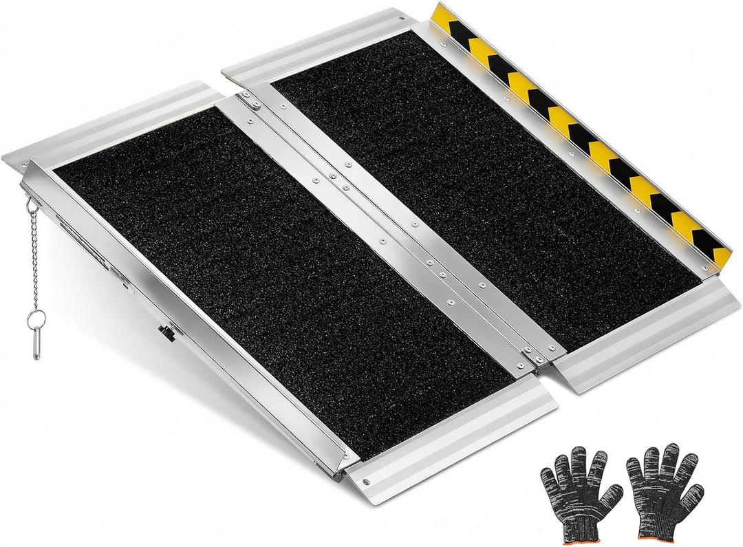 VEVOR 2FT Portable Wheelchair Ramp, Smooth Door Access No Blocking Design, 800 LBS Heavy Duty Non-Slip Threshold Ramp for Home Steps, Stairs, Doorways, Scooter, Curbs