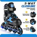 2PM SPORTS Inline Skates for Kids Girls Boys Ages 5-8 8-12 4-6 6-12 with Light Up Wheels, Adjustable Kids Roller Skates Blades for Adults Men Women Beginners Youths Blue, XLarge - Adult W8-10/ M7-9