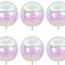 22 inch Iridescent Transparent Rainbow Cube Diamond Round Foil Balloons, for Birthday, Wedding, Party Decorations (4D Round (6 pcs))
