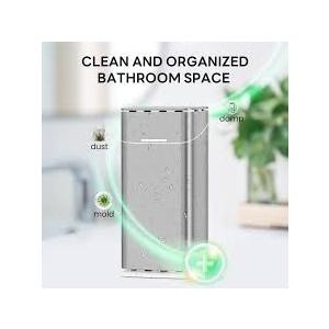 GFWARE Toothbrush Holders with Cover - Electric Toothbrush Length Less Than 9 inches, 5 Slots Tooth Brush Holder for Bathroom, Detachable Toothpaste Holder Bathroom Organizers with Drainage, Silver