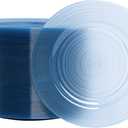 100 Count 6 Inch Transparent Blue Plastic Plates, Heavy Duty Disposable Dessert Salad Plate, Round Fancy Appetizer Plates for Wedding, Party