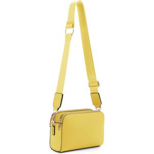 EVVE Crossbody Bags for Women Trendy Triple Zip Small Crossbody Camera Bag Purse with Wide Guitar Strap
