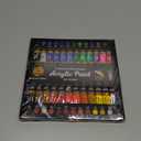 Acrylic Paint Set Canvas Art Paints 24 Colors Perfect Paint Finish (0.41oz,12 ml) With 3 Brushes - Painting Canvas, Paper, Wood, Rock, MDF, Ceramic & Fabric