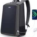 Solar Panel Travel Backpack Fits 15.6 Inch with Multiple USB Fast Charging, Lightweight Tech Backpack, TSA Friendly Airline CarryOn Compliant, Waterproof Anti-Theft Bag for Work Travel