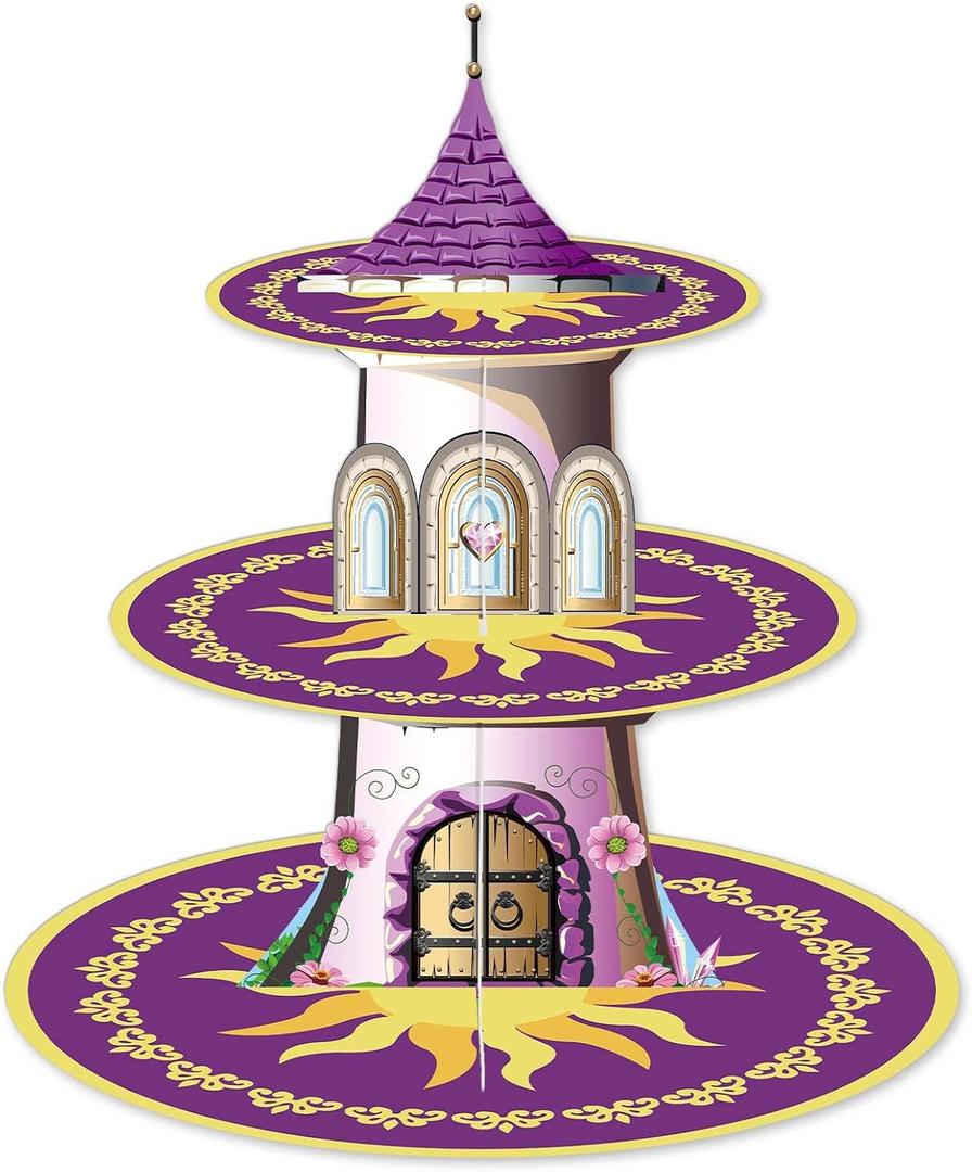 Purple Princess Cake Stand Purple Sun Birthday Party Decorations Princess Cupcake Tower Baby Christening Decorations