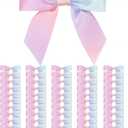 50pcs 3.5" Bows for Gift Wrapping Crafts, Ribbon Bows for Wrapping Gift Bakery Candy Treat Bag Christmas Halloween Wedding Bridal Shower Decor (Pink A)