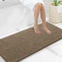 Smiry Luxury Chenille Bathroom Rugs 47x20, Extra Soft and Absorbent Shaggy Bath Mat, Machine Washable, Non-Slip Plush Carpet Runner for Tub, Shower, and Floor, Home Decor Accessories, Camel