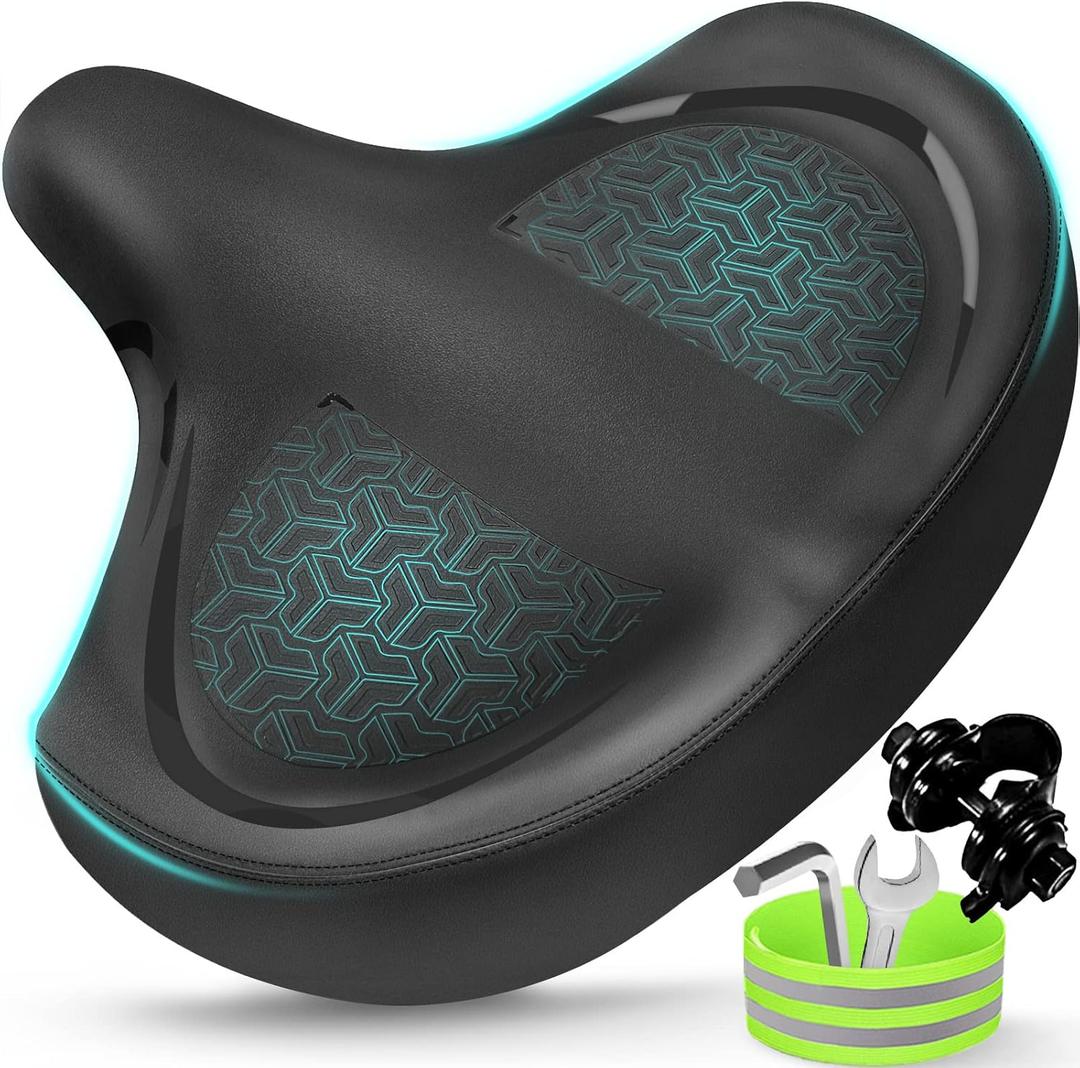 Bicycle Seat, Bike Seat for Women Men Extra Comfort Wide, Oversized Comfortable Seats Saddle for Peloton Bikes, Fit for Exercise Bikes, Electric Bikes, Mountain Bikes, Cruiser Bikes (Black)